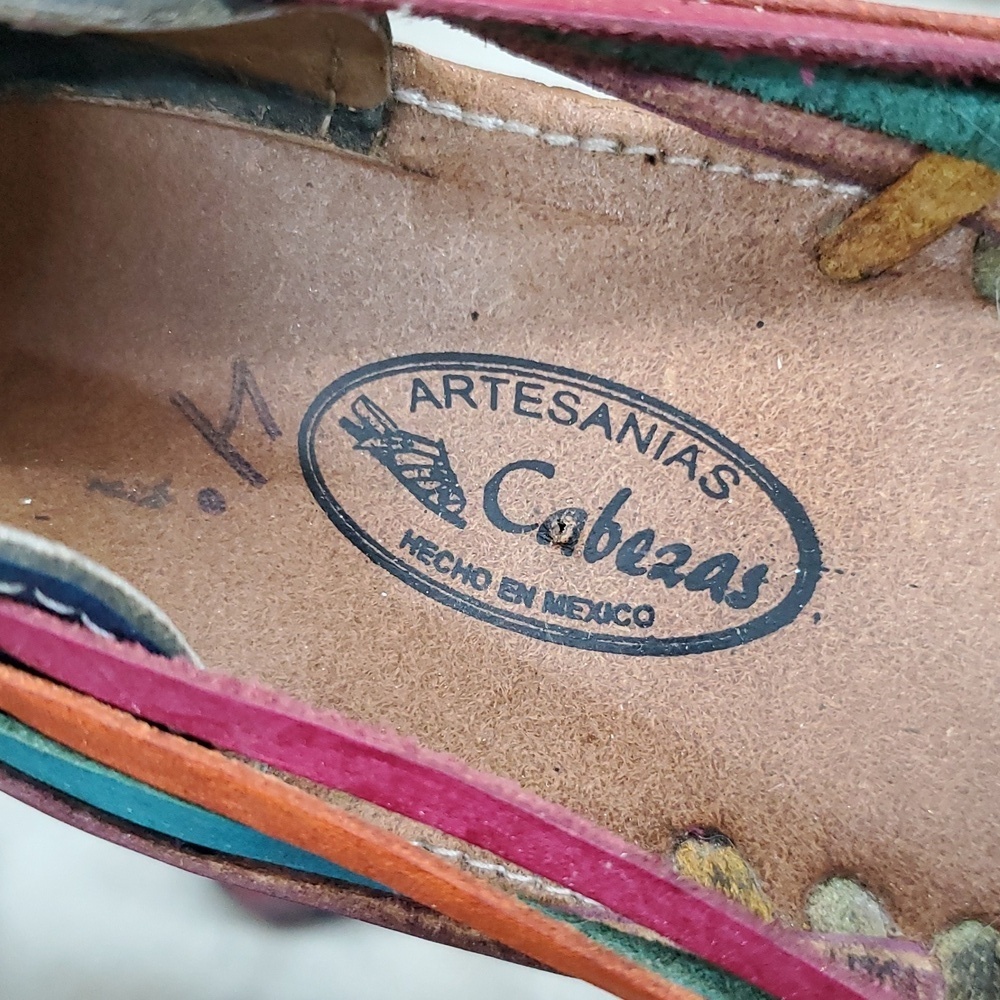 Artesanias Cabezas Multicolor Leather Huarache Flats - Picture 6 of 6